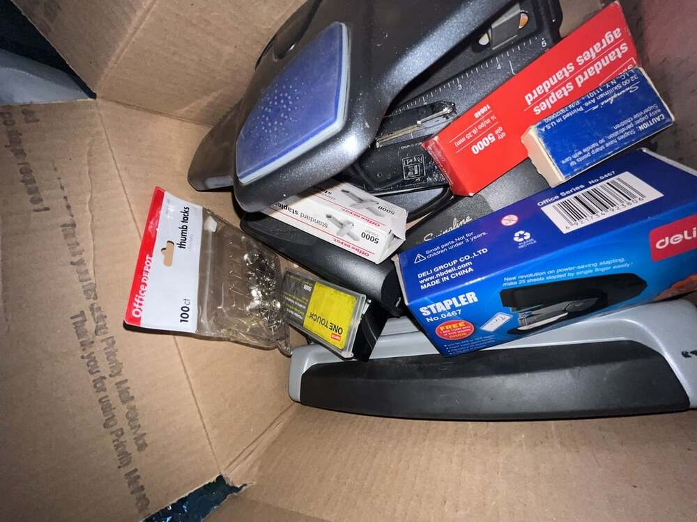 Random Office Supplies Lot: Heavy Duty 3-Hole Punch, Rapid 1 Stapler, Staples, a